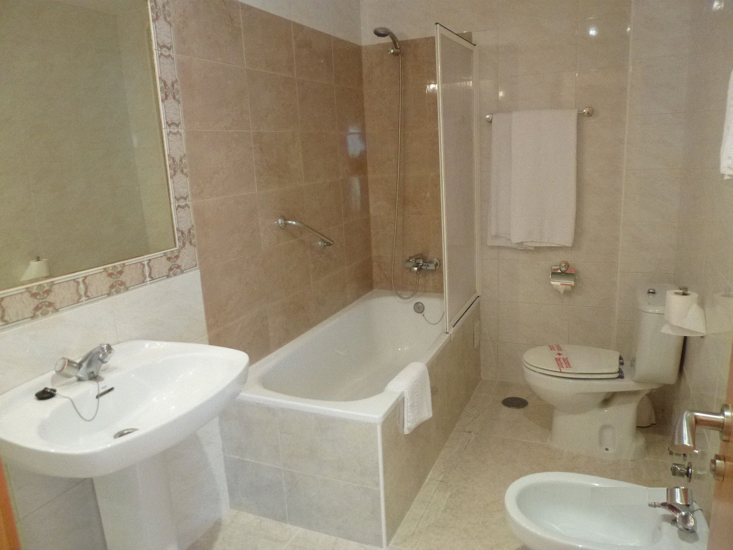 economy double room | bathroom | bathtub, free toiletries, hair dryer, bidet