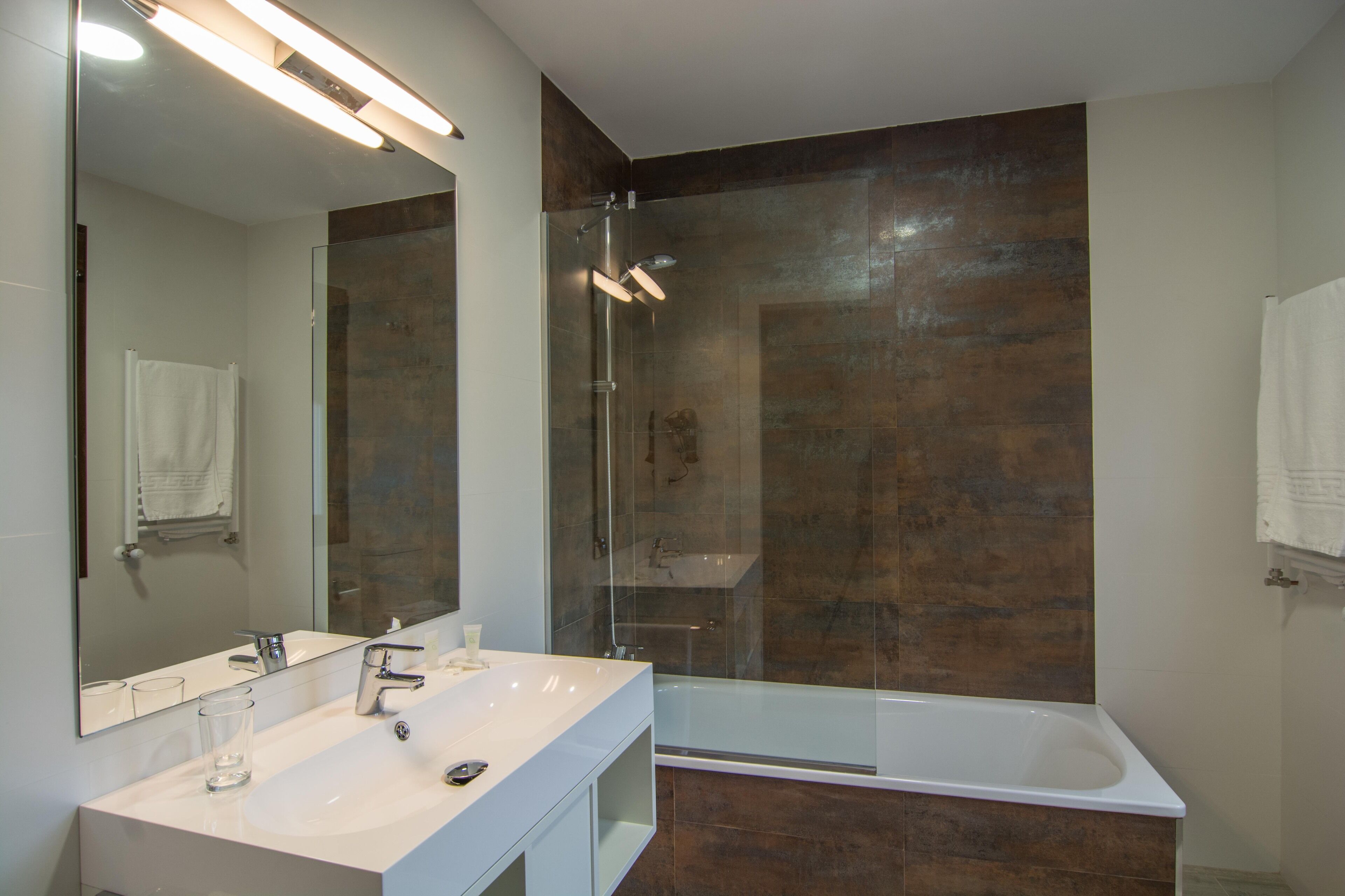 premium double room (executive) | bathroom | shower, free toiletries, hair dryer, towels