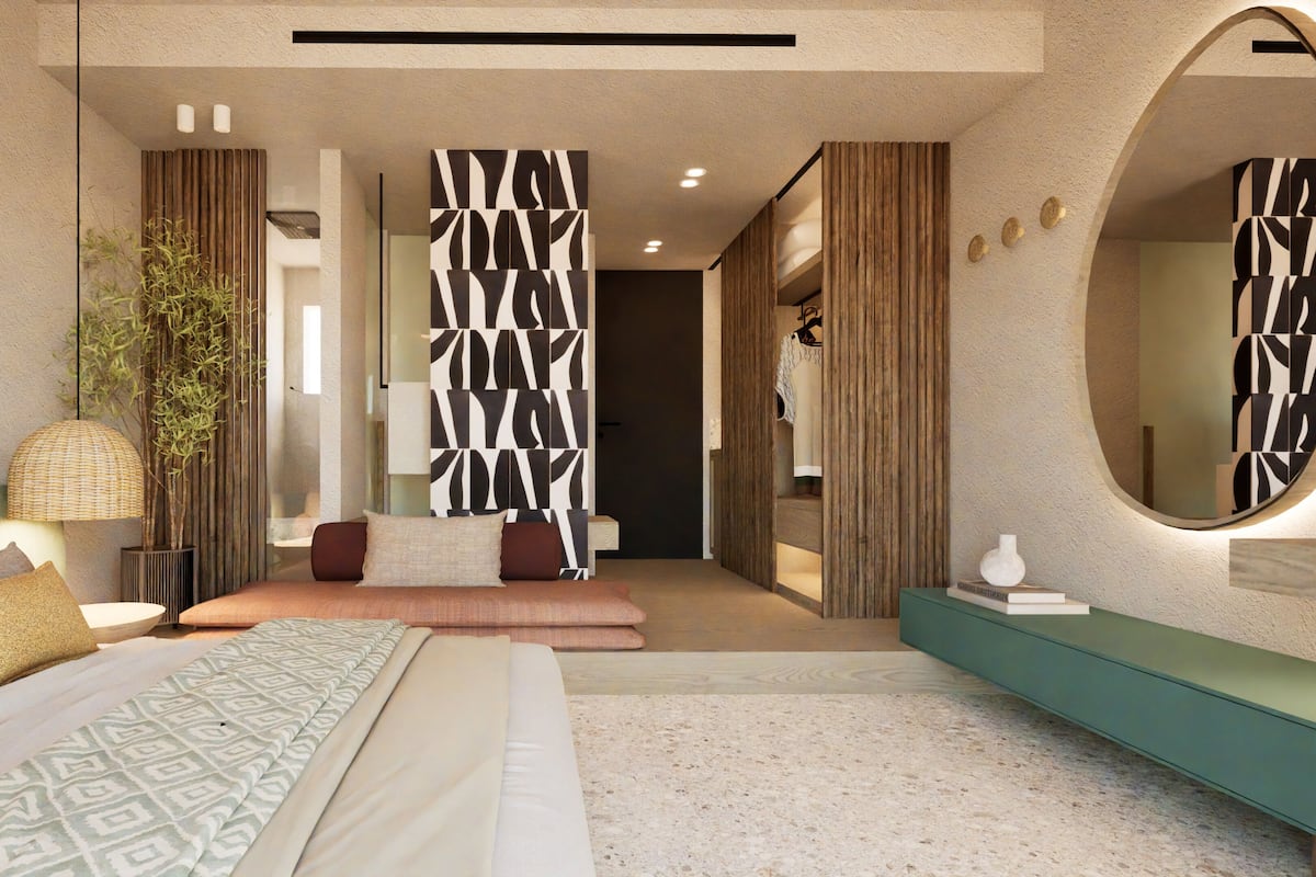 Junior Suite with Private Pool Side Sea View | Blendingsgardiner, wi-fi (inkludert) og sengetøy