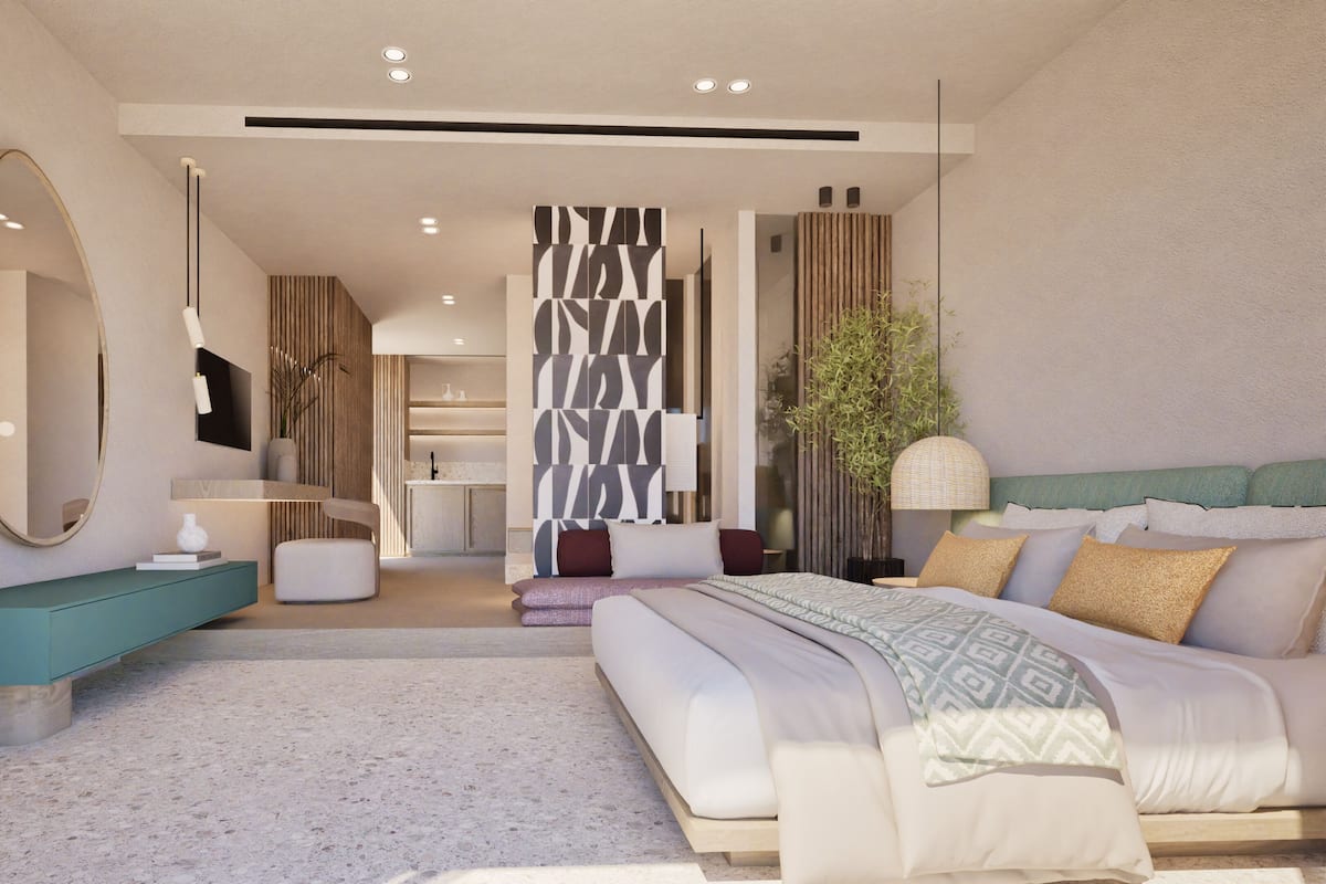 Family Suite with Private Pool Sea View | Blendingsgardiner, wi-fi (inkludert) og sengetøy