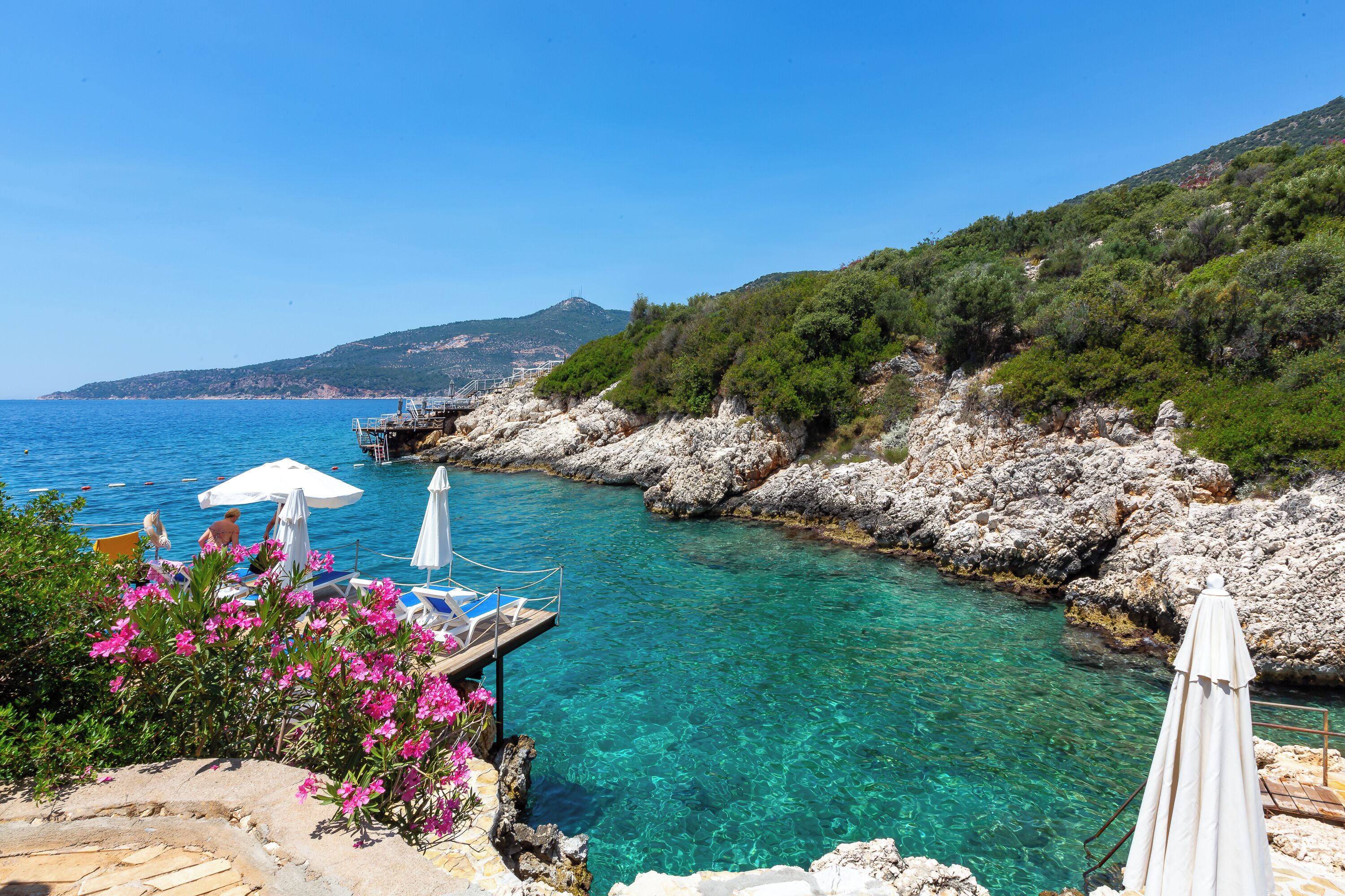 private beach, free beach cabanas, sun-loungers, beach umbrellas