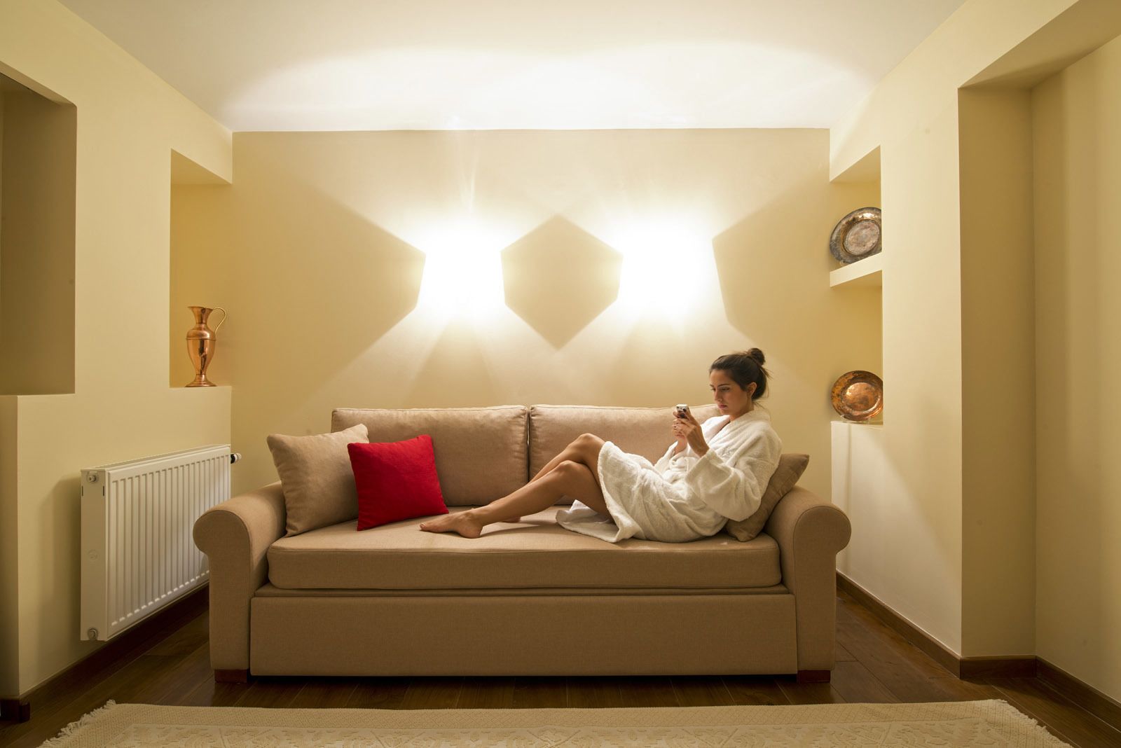 superior double or twin room | living area | plasma tv