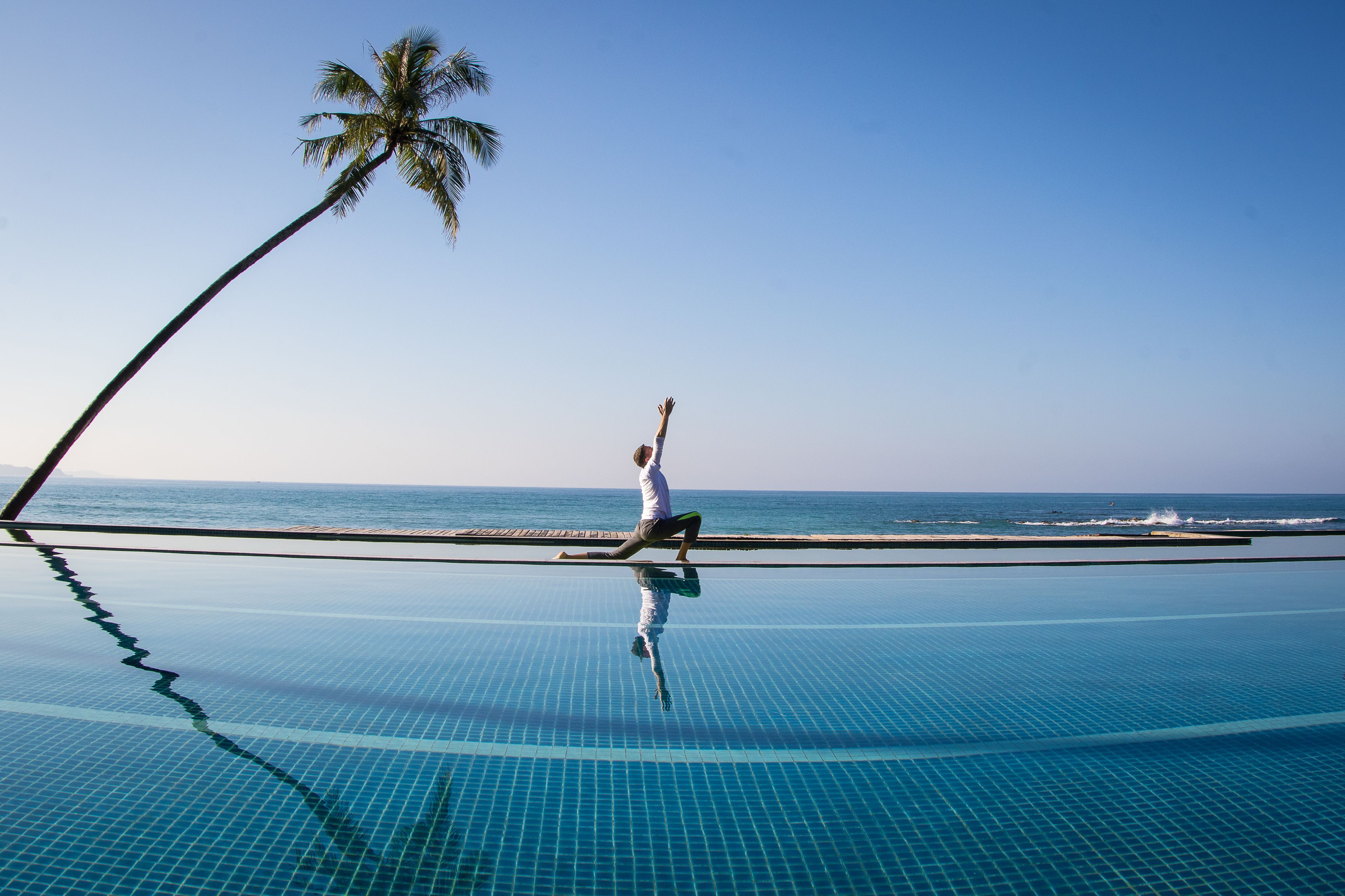 Outdoor pool, sun loungers