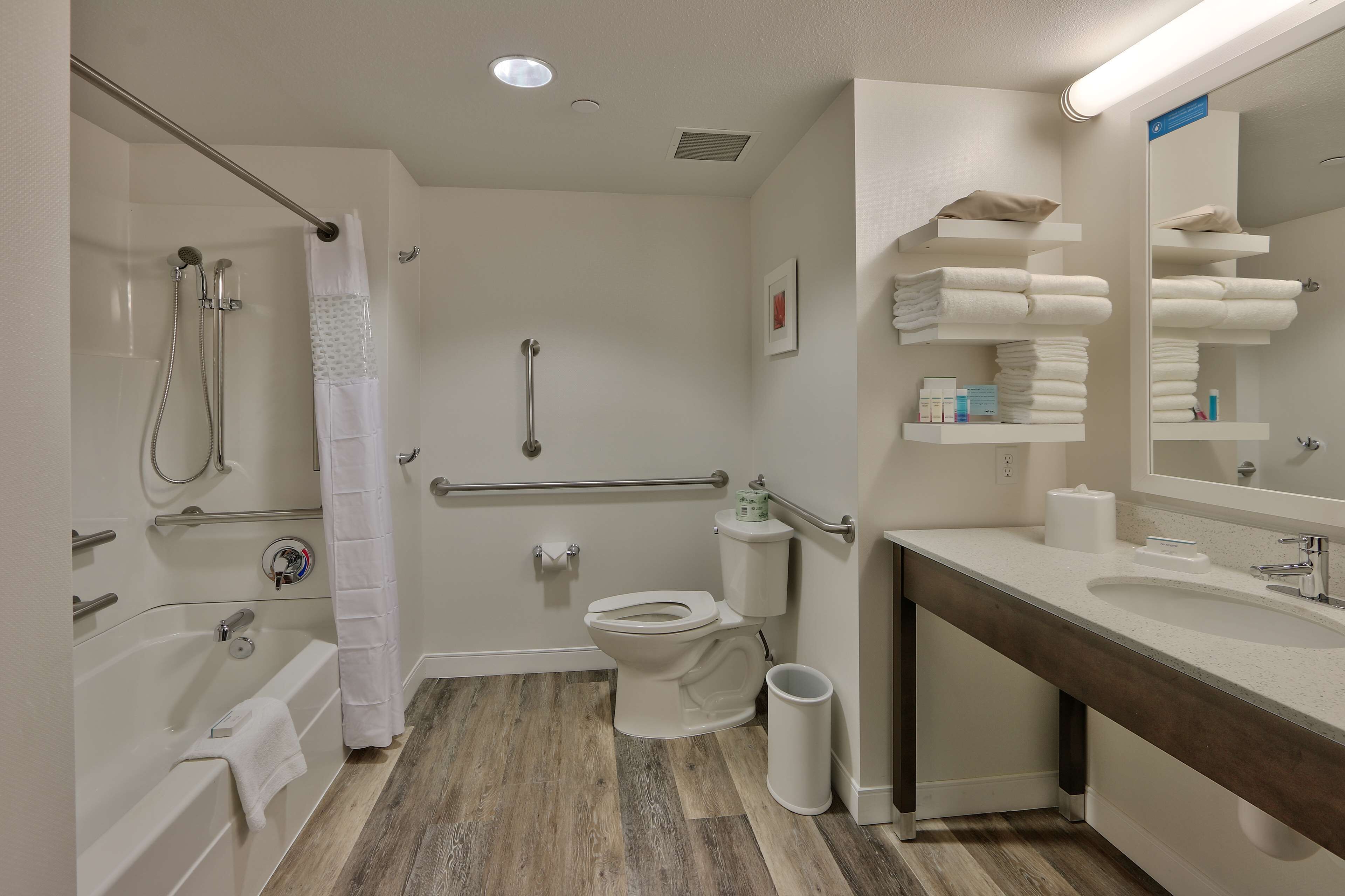 free toiletries, hair dryer, towels