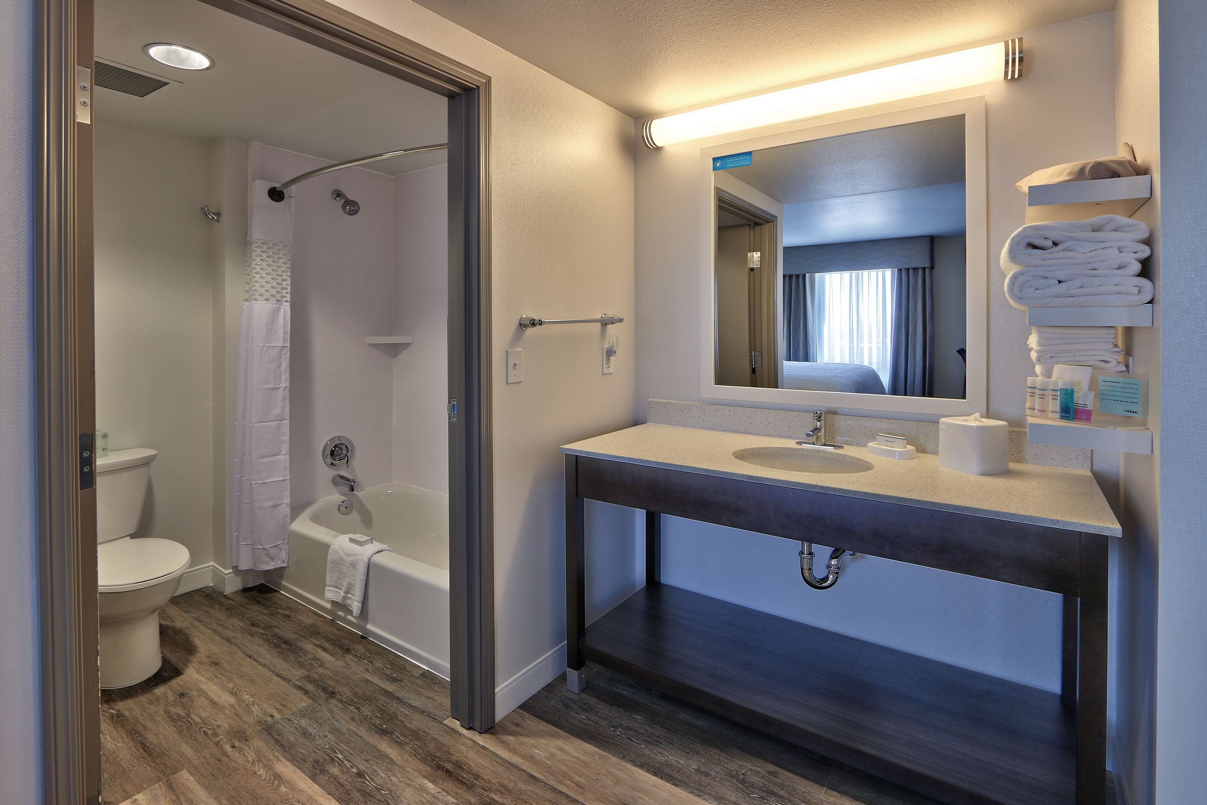 free toiletries, hair dryer, towels