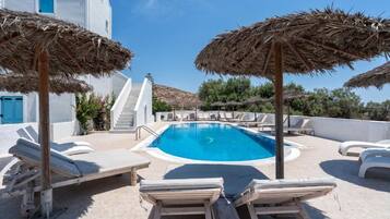 Outdoor pool, open 10:00 AM to 8:00 PM, pool umbrellas, sun loungers