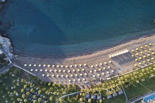 On the beach, free beach cabanas, sun loungers, beach umbrellas