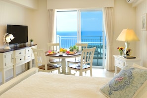 Twin Room, Non Smoking, Ocean View (Corner, For 1-2 people, 33sqm) | Living area - Wisteria Condominium Resort (Motobu)