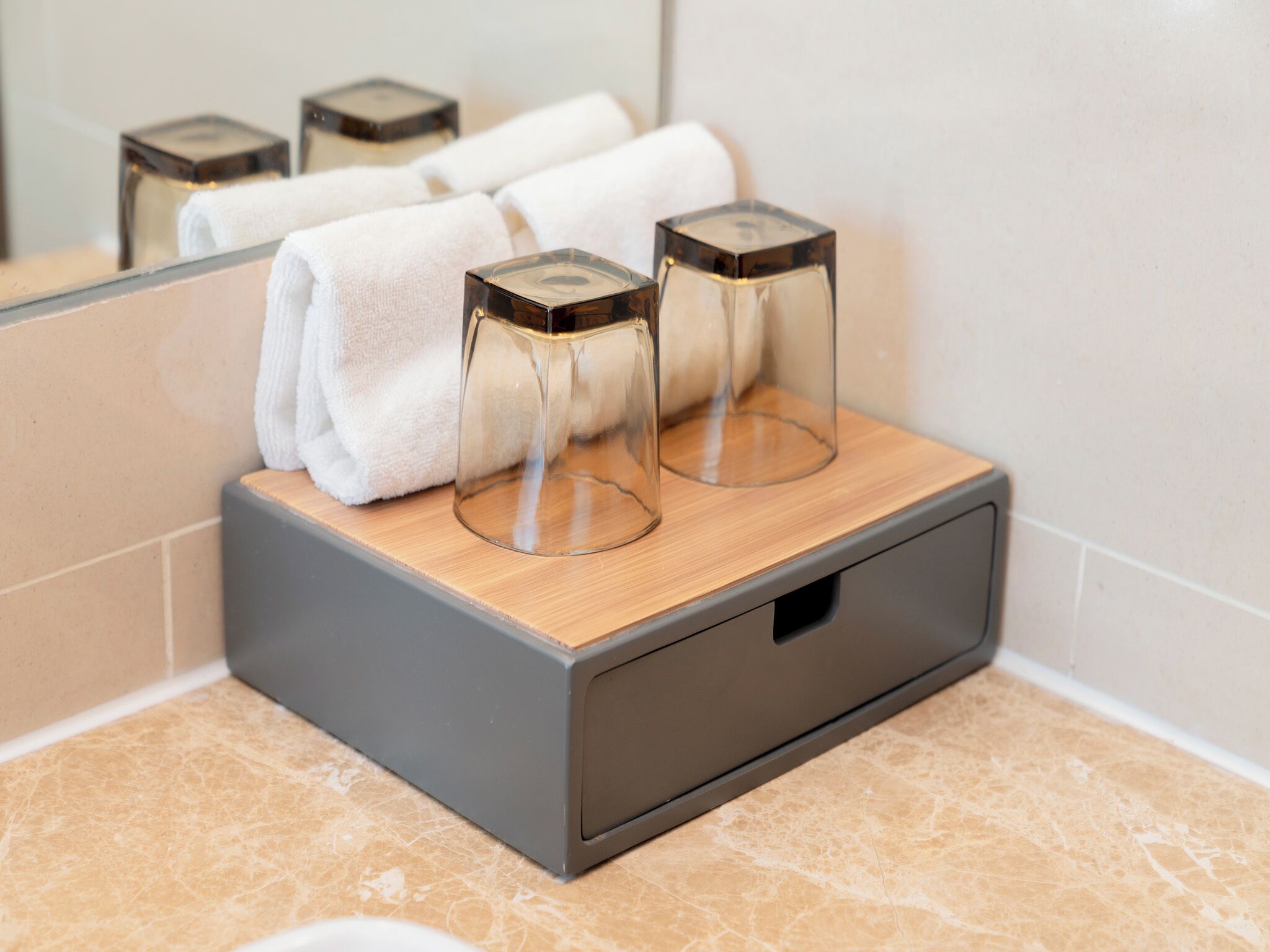 olive deluxe room | bathroom | free toiletries, hair dryer, slippers, bidet
