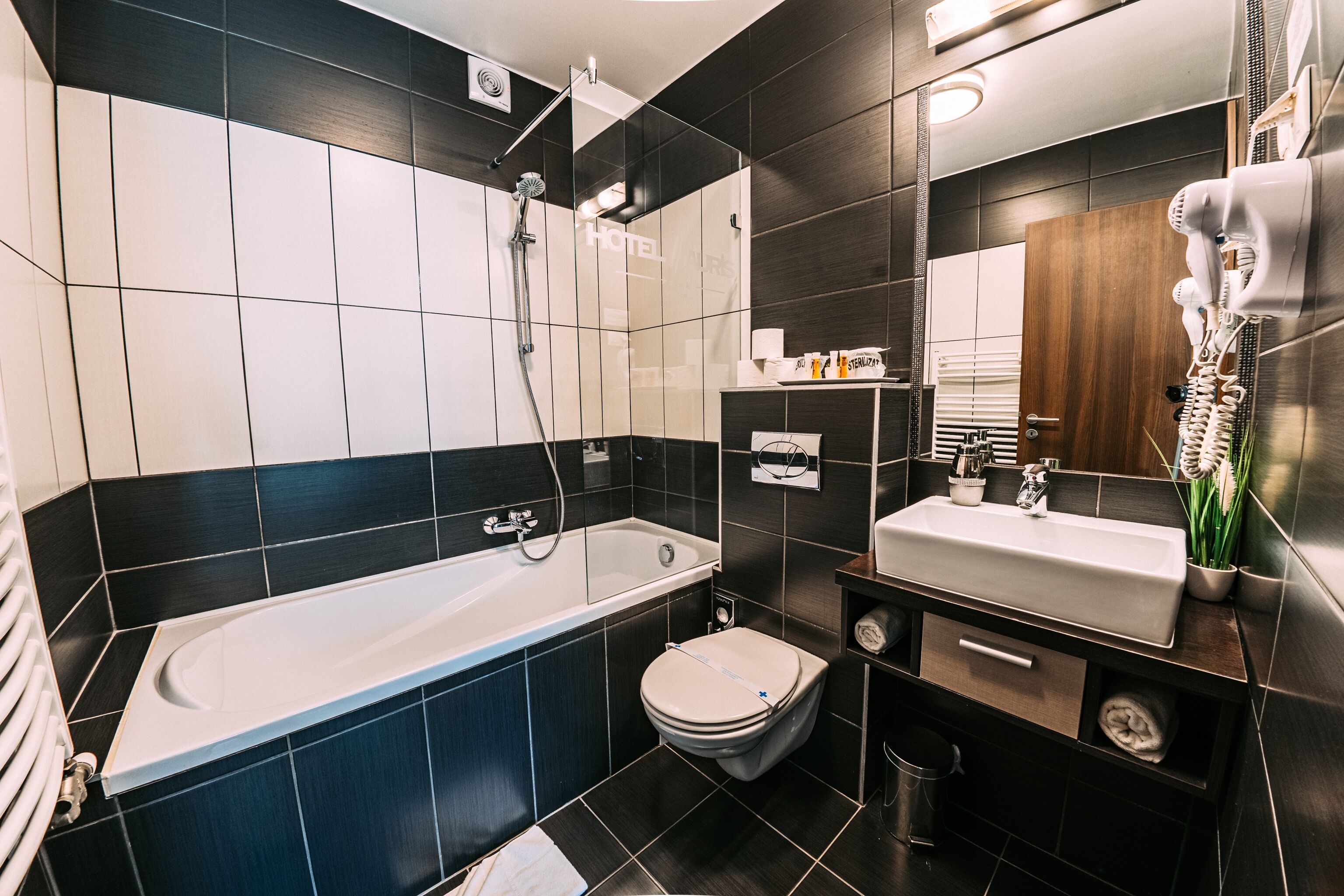 free toiletries, dressing gowns, slippers, towels