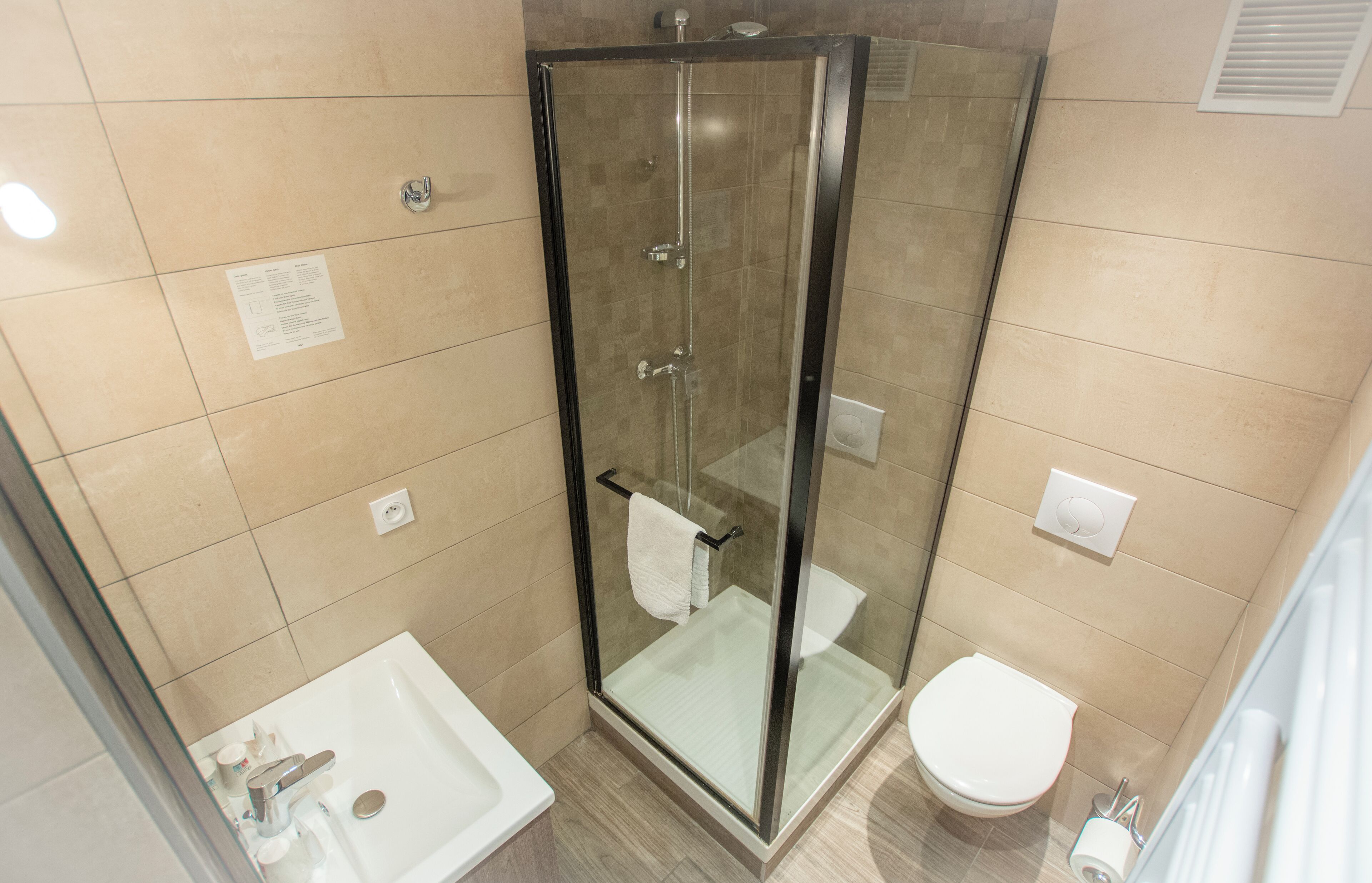 free toiletries, hair dryer, towels