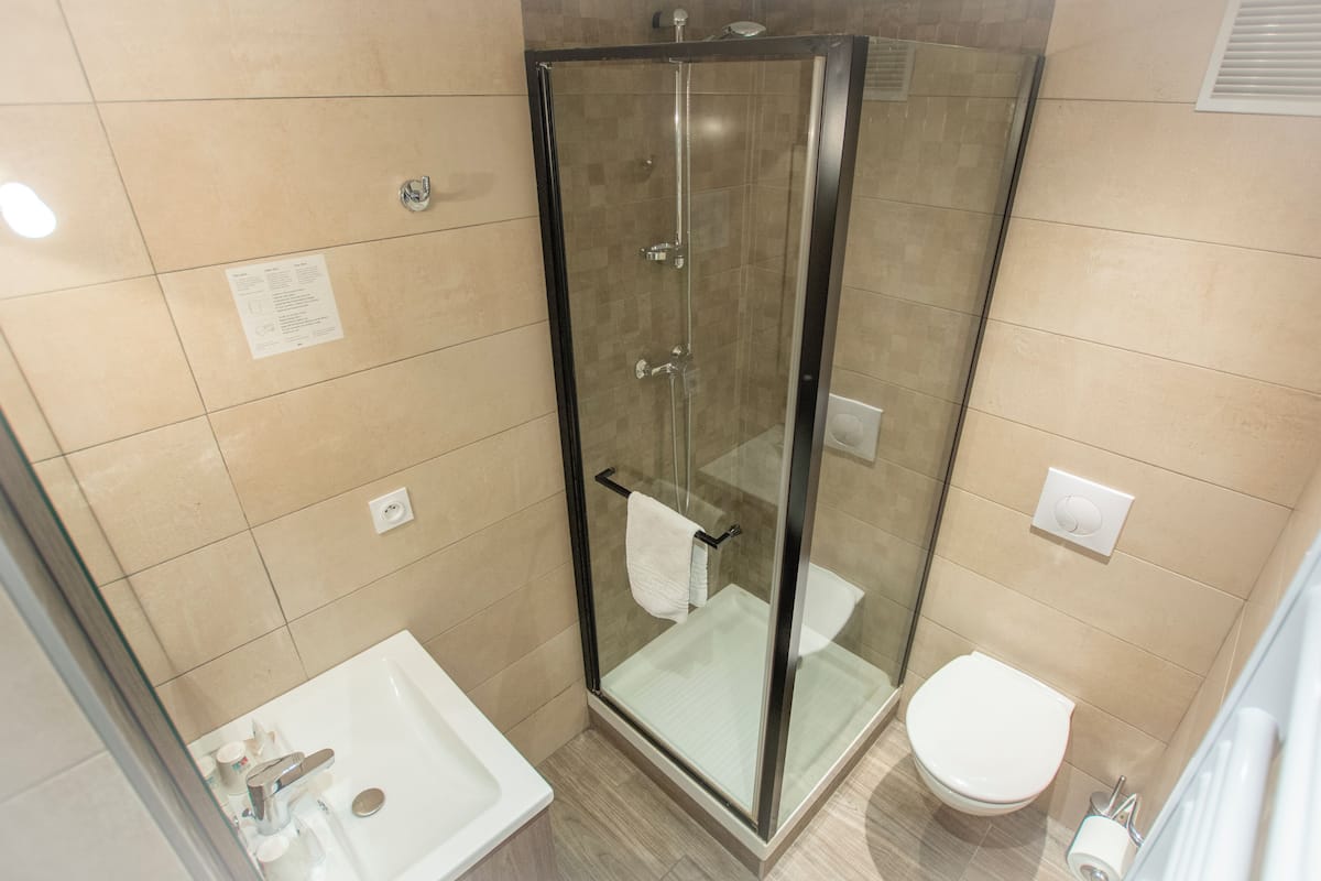 free toiletries, hair dryer, towels