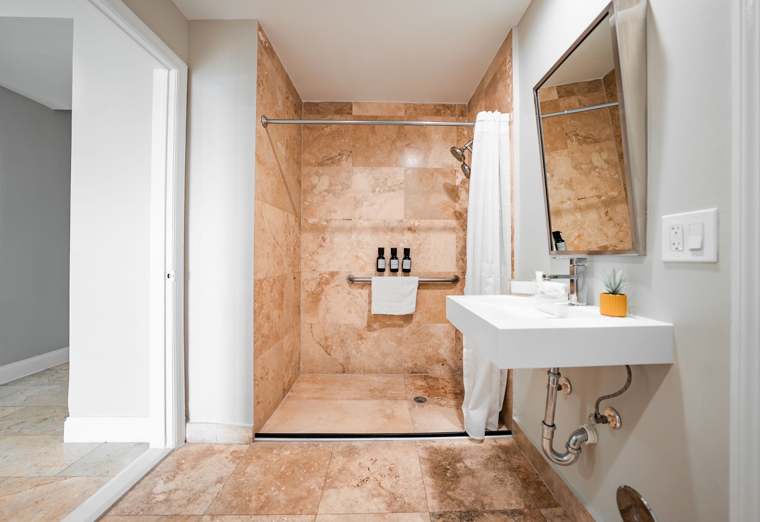 presidential suite | bathroom | shower, free toiletries, hair dryer, towels