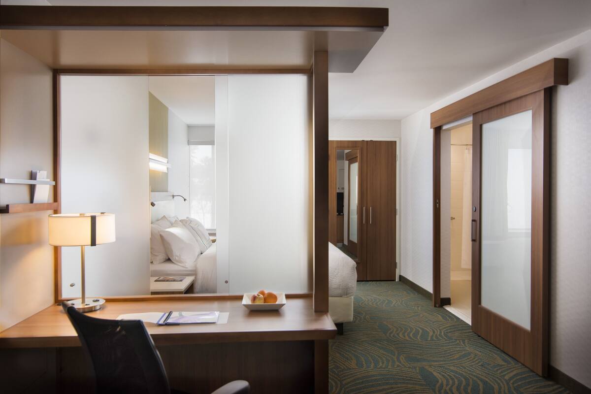 1 bedroom, premium bedding, desk, blackout curtains