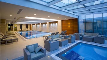 Indoor pool, 2 outdoor pools, pool umbrellas, sun loungers