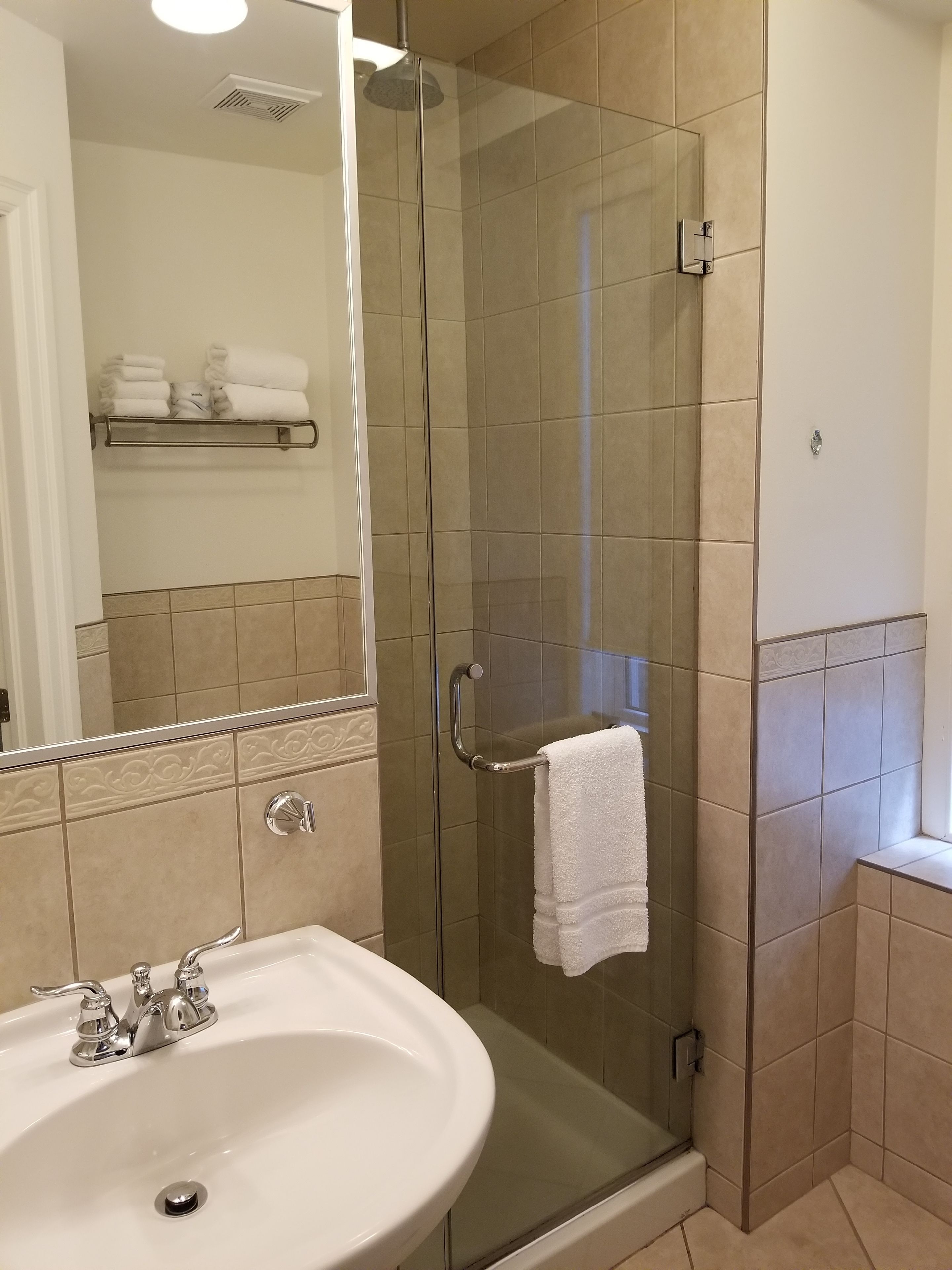 free toiletries, hair dryer, towels