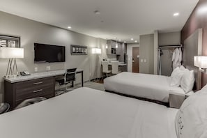 Standard Suite, 2 Queen Beds, Kitchenette | Premium bedding, desk, laptop workspace, blackout drapes