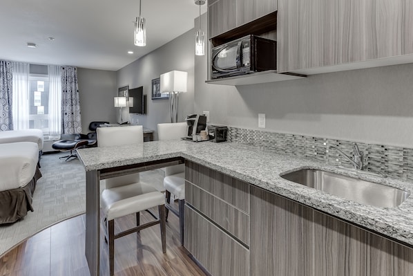 Standard Suite, 2 Queen Beds, Kitchenette | Premium bedding, desk, laptop workspace, blackout drapes