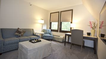 42-inch flat-screen TV with cable channels, TV