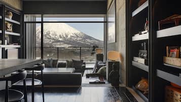 Luxury Suite, 5 Bedrooms | Living area | 43-inch flat-screen TV with satellite channels, TV, fireplace