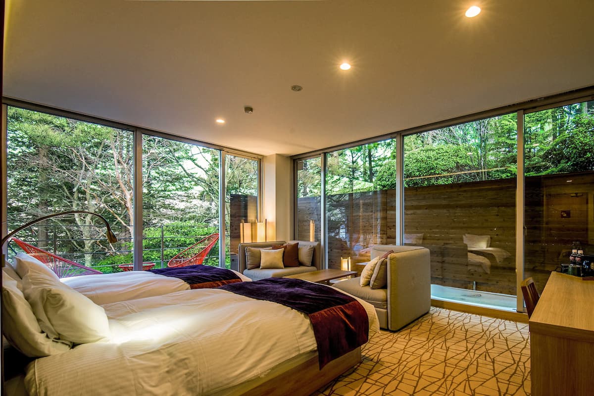Superior Twin Room with Terrace, Semi-open-air bath (Using Heated Gora Hot Spring Water) Non Smoking