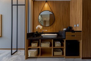 Desk, laptop workspace, blackout drapes, soundproofing