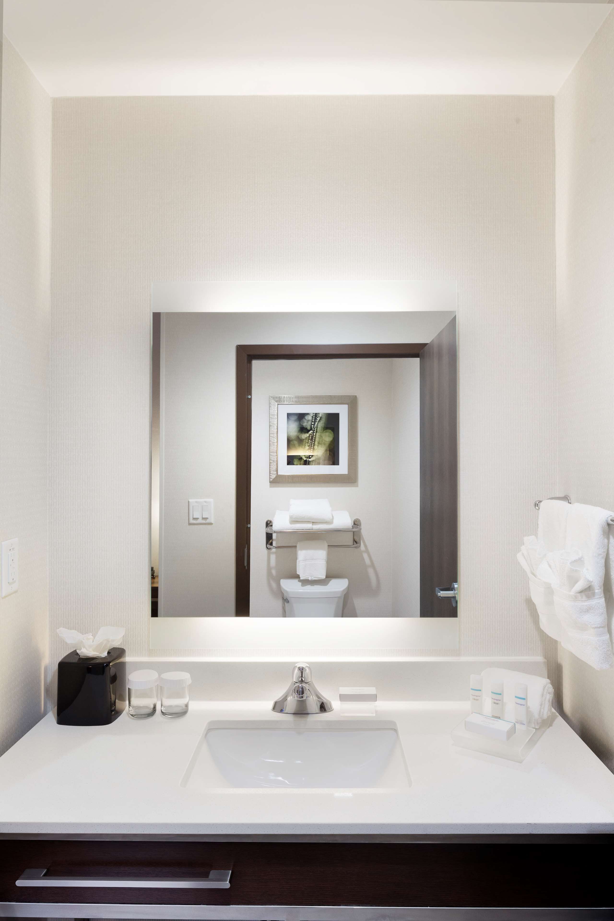 combined shower/bathtub, free toiletries, hair dryer, bathrobes