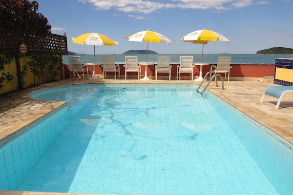 Outdoor pool, sun loungers