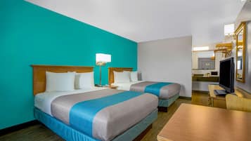 Pillowtop-patjalliset sängyt, ilmainen Wi-Fi, vuodevaatteet