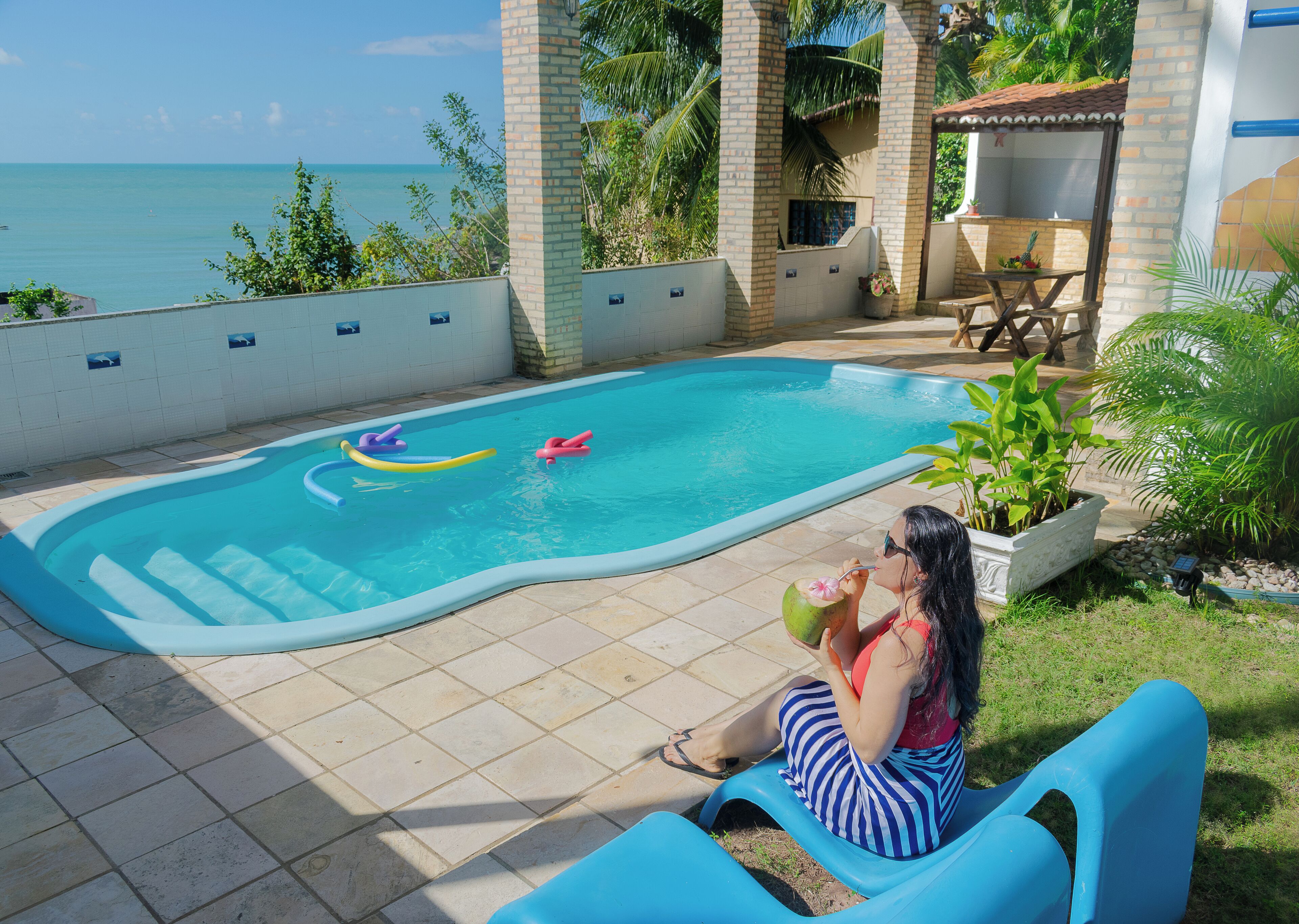 Outdoor pool, open 8 AM to 8 PM, sun loungers