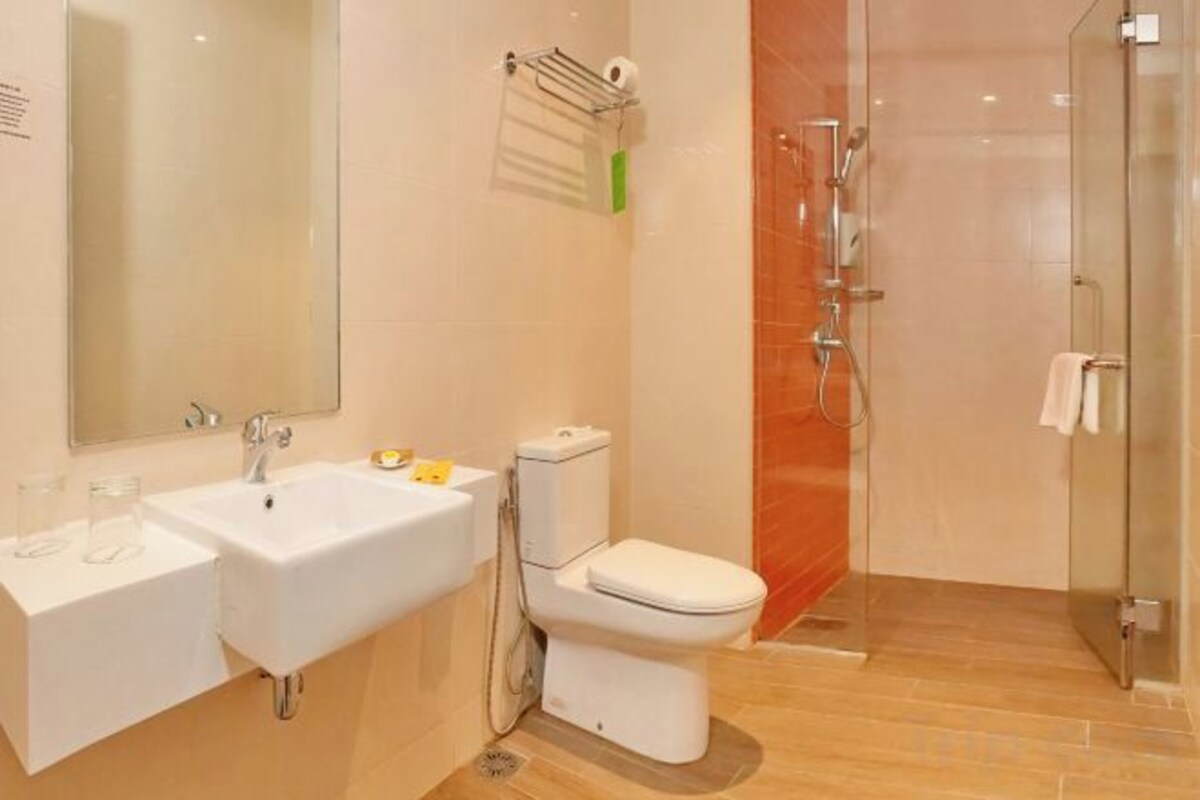 Shower, free toiletries, hair dryer, bidet