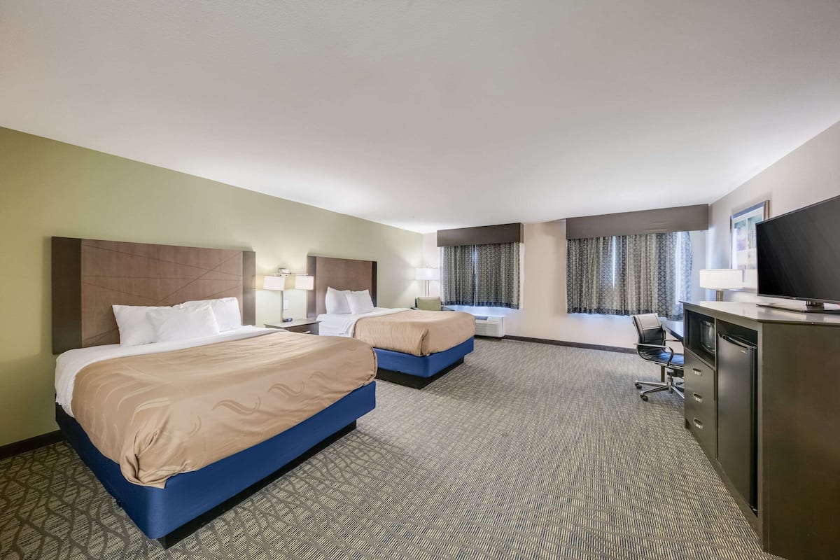 Suite, 2 Queen Beds, Non Smoking | Egyptian cotton sheets, premium bedding, desk, laptop workspace