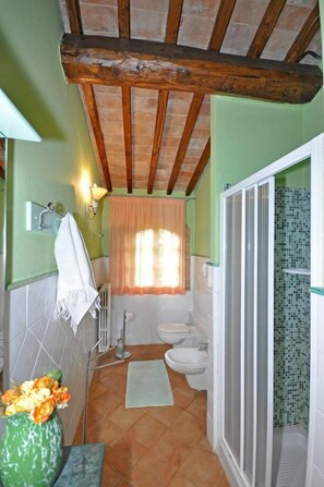 Villa panorámica, 4 habitaciones (Villa Giulia) | Baño | Ducha y cabezal de ducha tipo lluvia