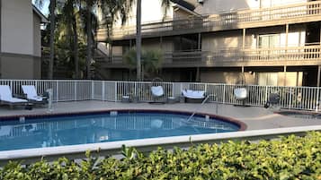 Outdoor pool, pool loungers