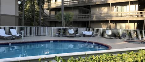 Outdoor pool, pool loungers