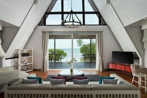 Ocean Front Mangrove Villa ( free watersport and trekking) | Living area | 42-inch LED TV with satellite channels, TV - Plataran Menjangan Resort and Spa (Pejarakan)