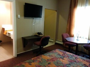 Desk, free WiFi, bed sheets