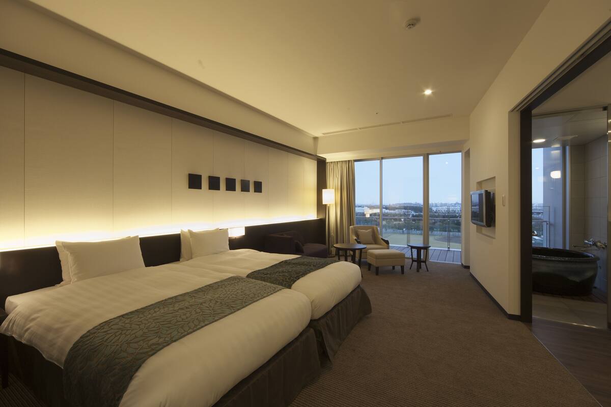 Kamar Twin Eksekutif, Bebas Asap Rokok (Western Style Room with View Bath) | Brankas, Wi-Fi gratis, dan seprai linen