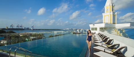 Outdoor pool, pool loungers