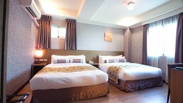 Family Quadruple Room, 2 Double Beds | Premium bedding, desk, blackout drapes, soundproofing