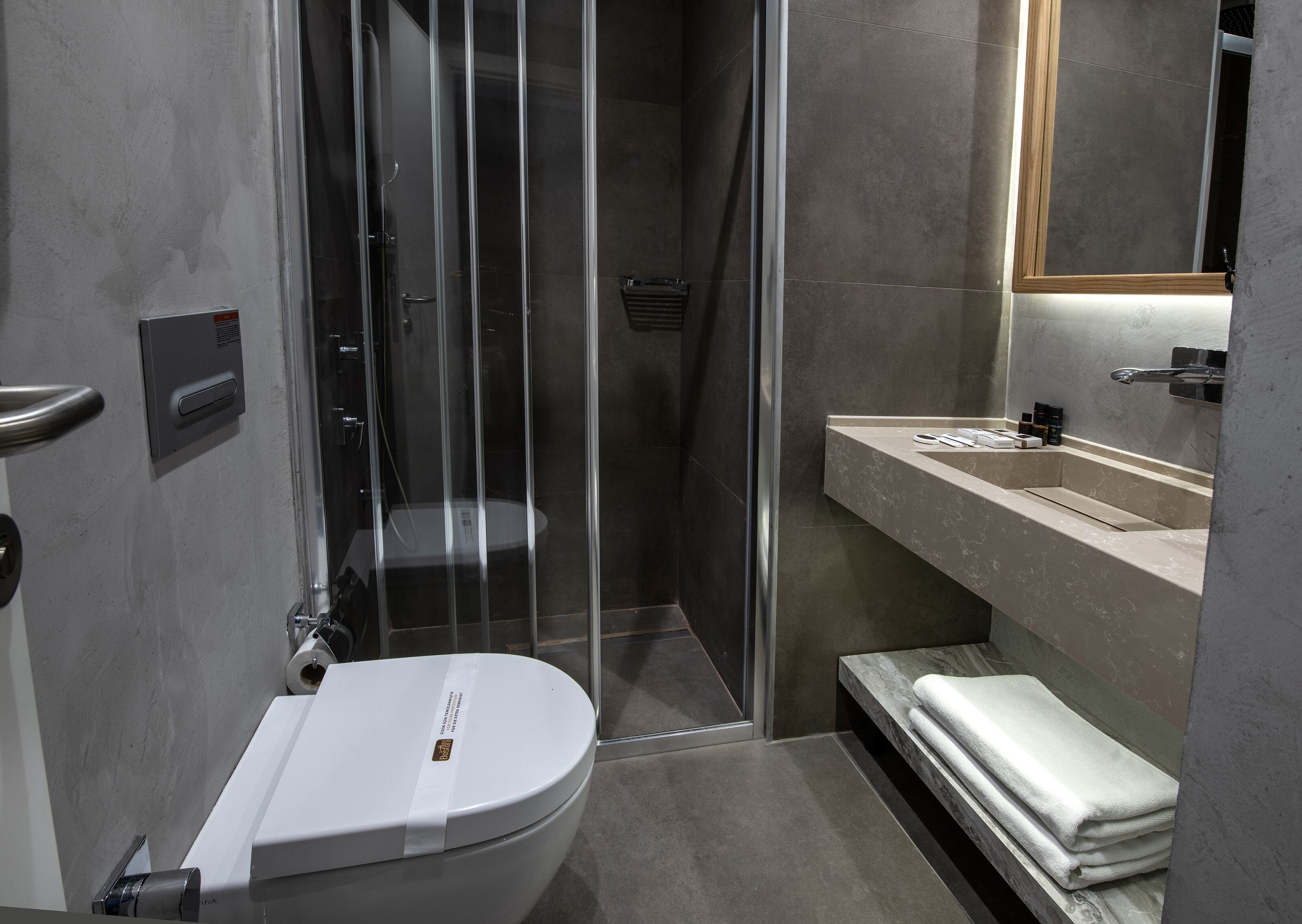 shower, designer toiletries, hair dryer, bathrobes