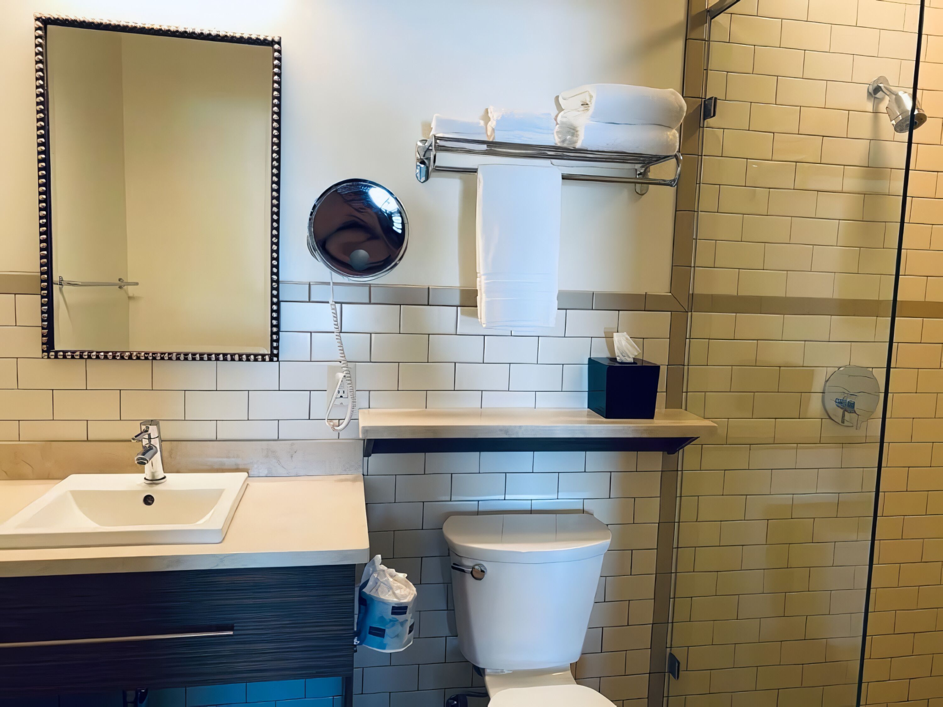 deluxe single room, 1 queen bed | bathroom | shower, hair dryer, towels