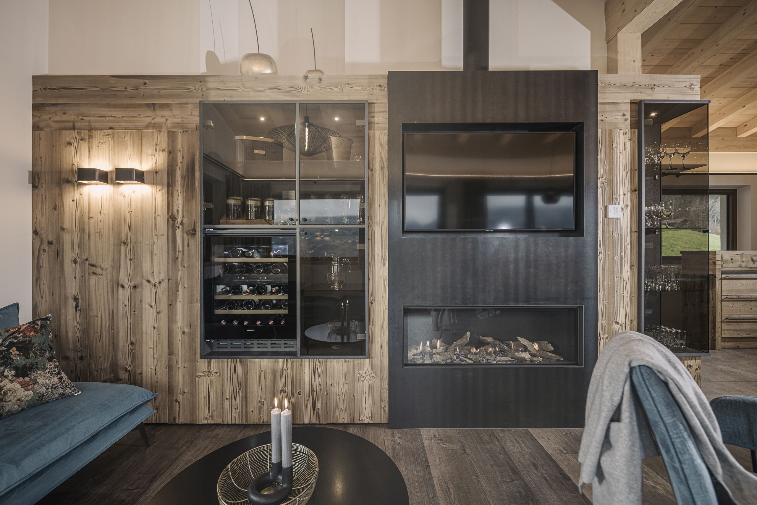 Luxury-Chalet, 4 Schlafzimmer, Whirlpool und Sauna, Bergblick | Wohnbereich