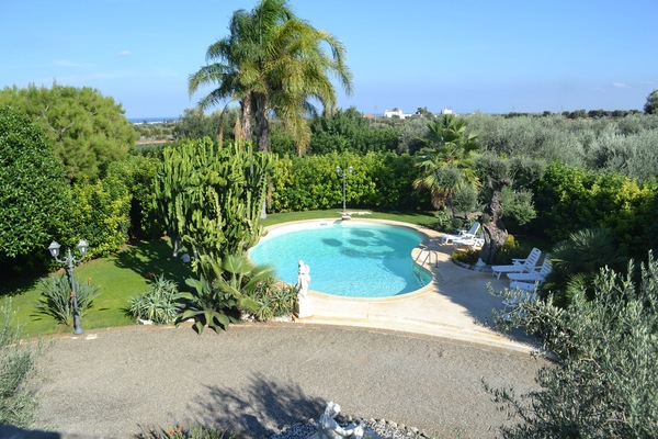 Outdoor pool, pool umbrellas, pool loungers