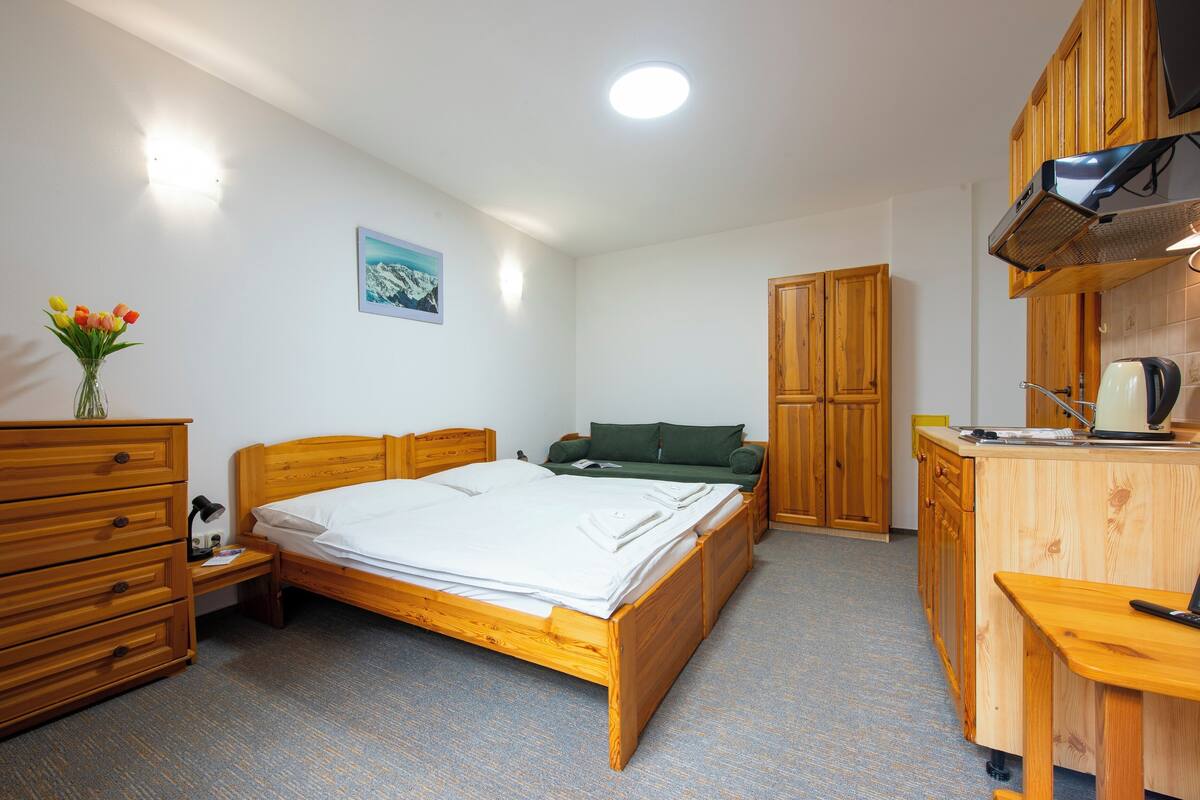 Studio Basic | 1 kamar tidur, tempat tidur bayi (biaya tambahan), dan Wi-Fi gratis
