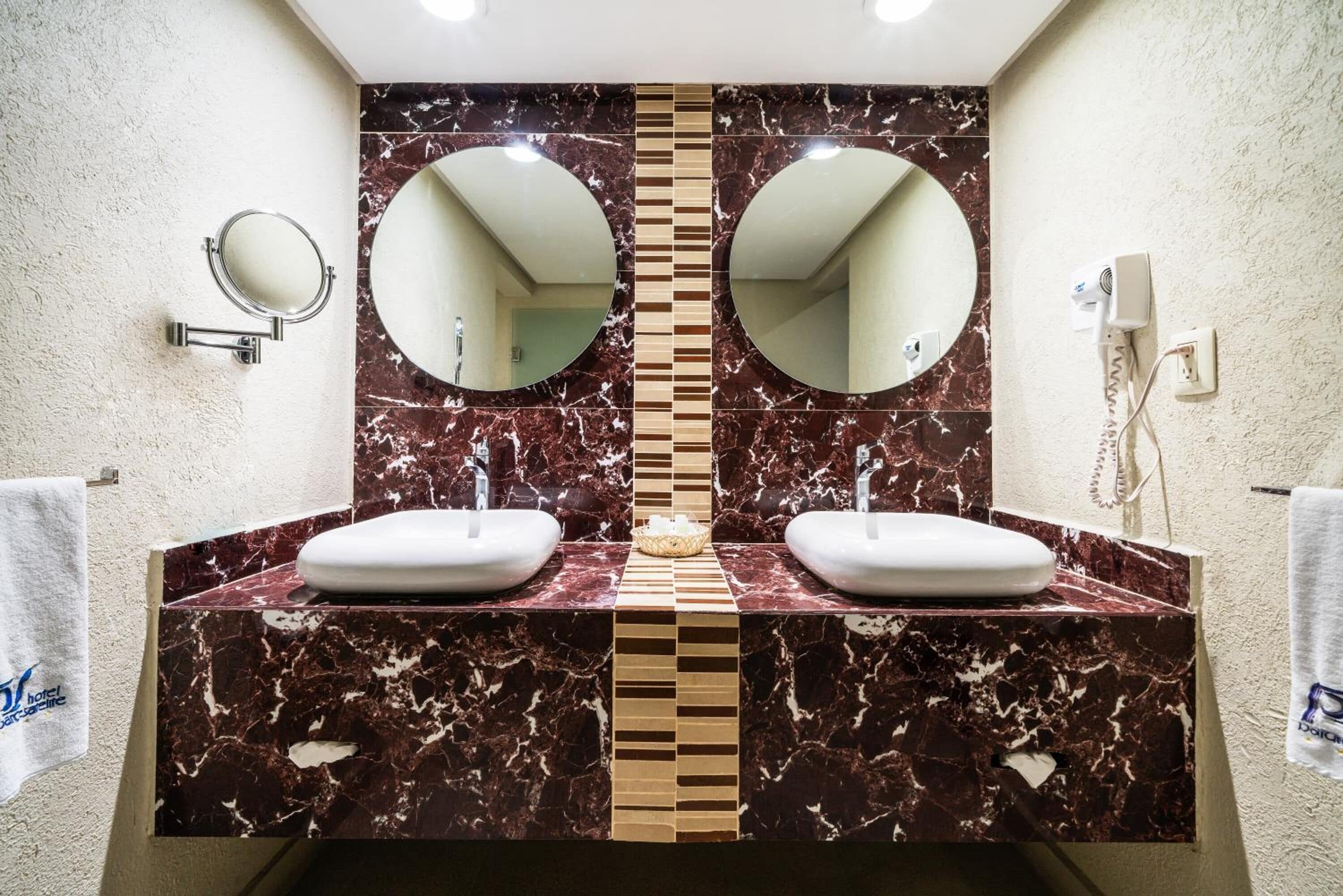 free toiletries, hair dryer, towels