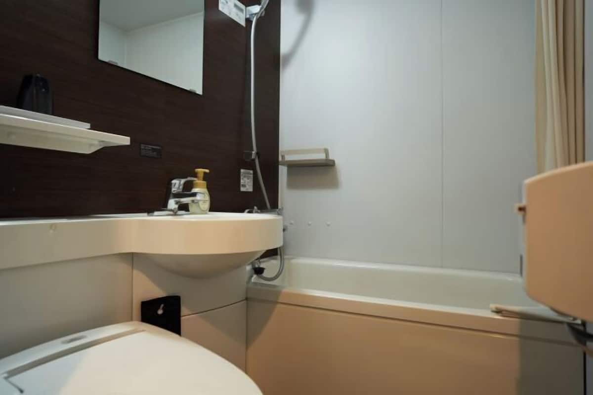 Douche, douche hydromassante, chaussons, bidet