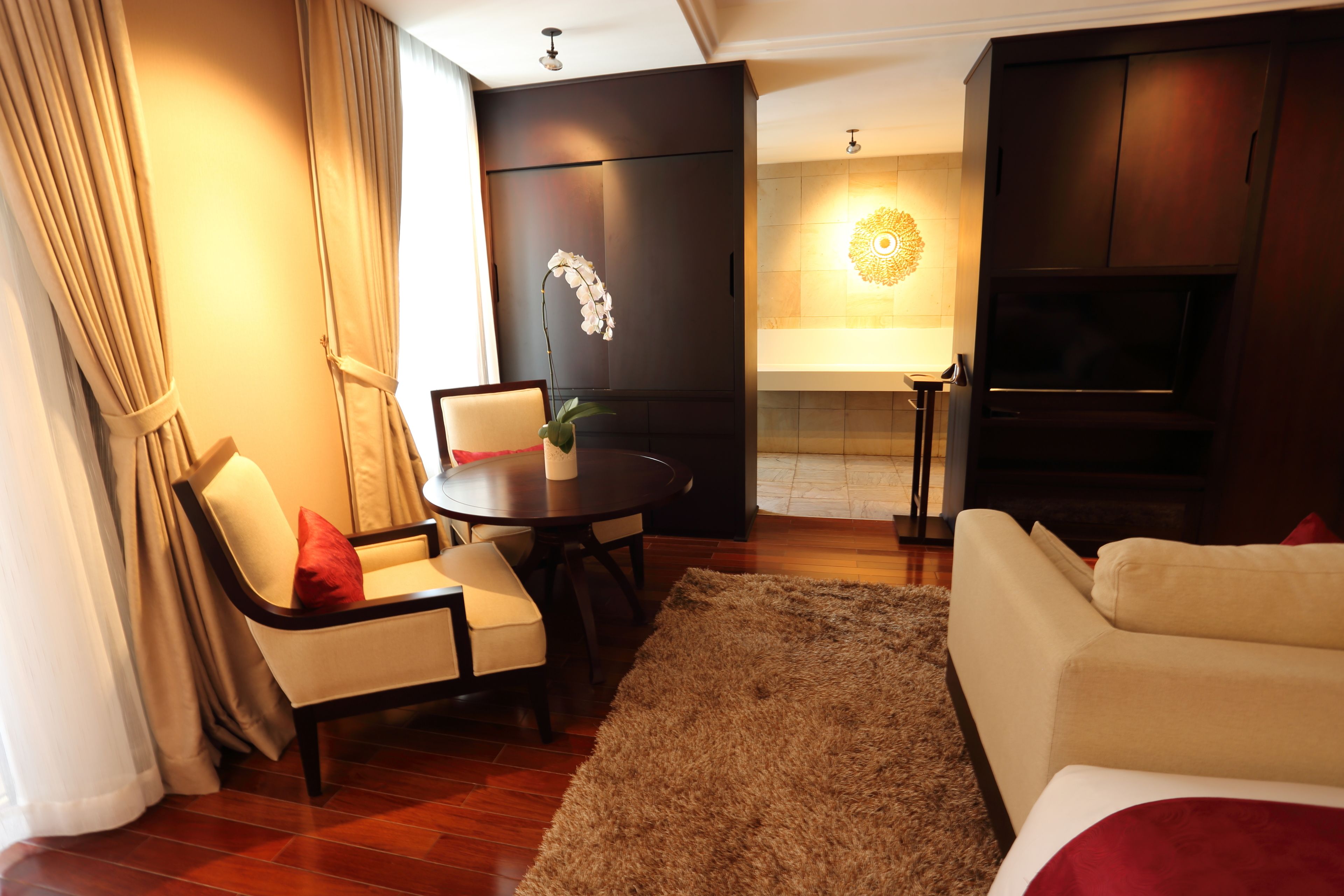 city grande | living area | 42-inch flat-screen tv with cable channels, tv, dvd player