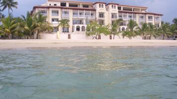 On the beach, white sand