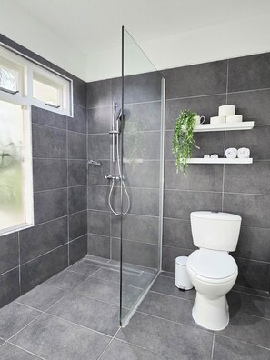Studio Deluxe | Bathroom | Shower, free toiletries, hair dryer, towels